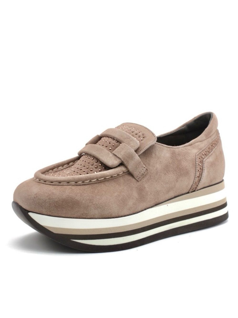 Softwaves Castel Platfom Loafer Studded Suede Sneaker NEW Size 38